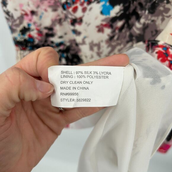 SHOSHANNA Cream, Red, Black Abstract Print Silk Sleeveless Mini Dress Size 10 - Picture 7 of 7